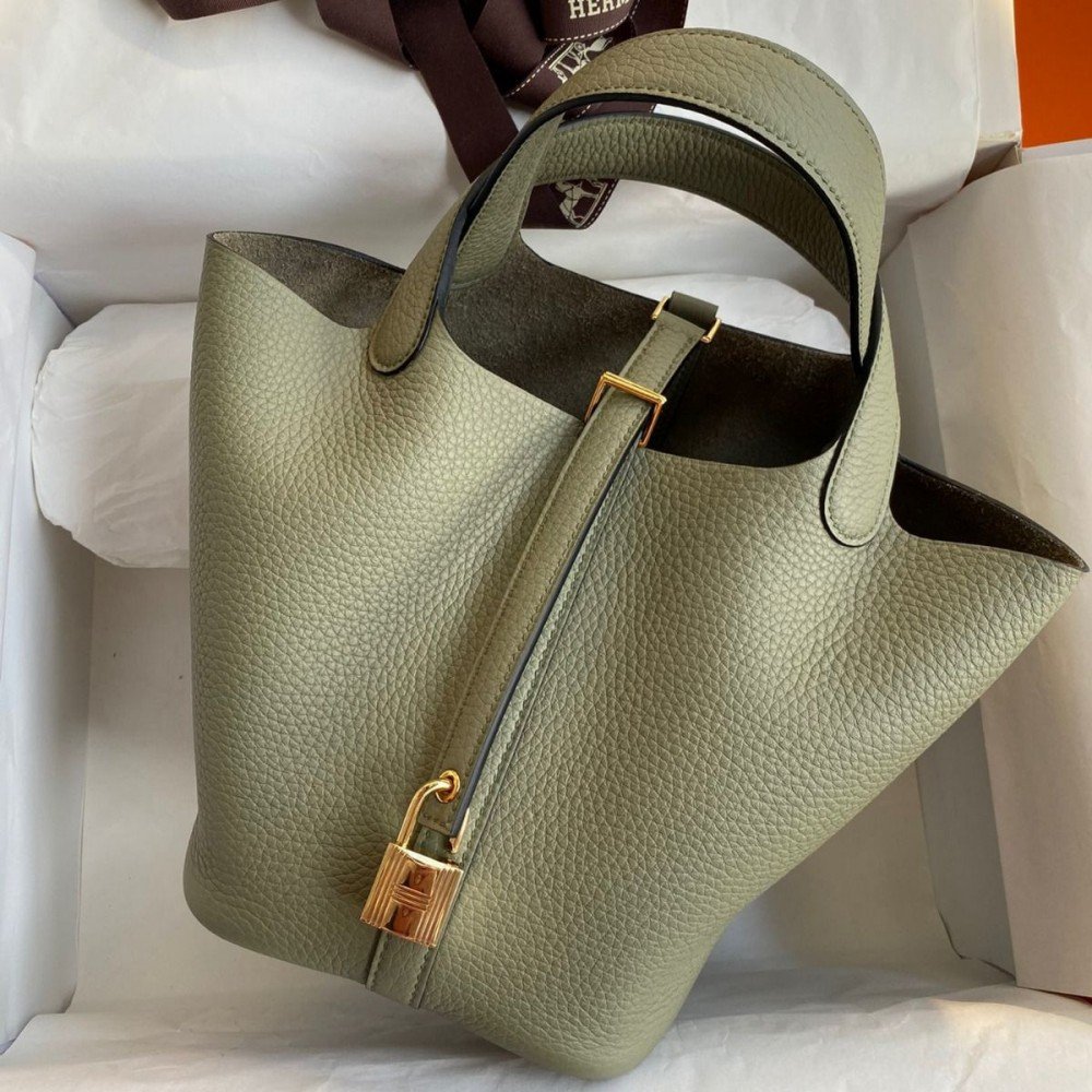 High Quality Replica Hermes Picotin Lock 18 Handmade Bag in Sauge Clemence Leather $ 369 USD