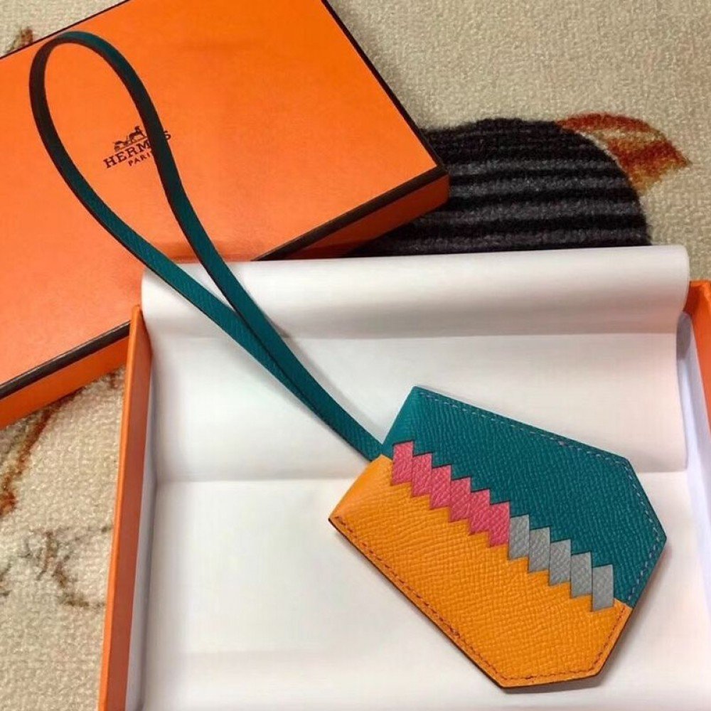 High Quality Replica Hermes Clochette Cles Grand Tressage Charm In Yellow/Turquoise $ 119 USD